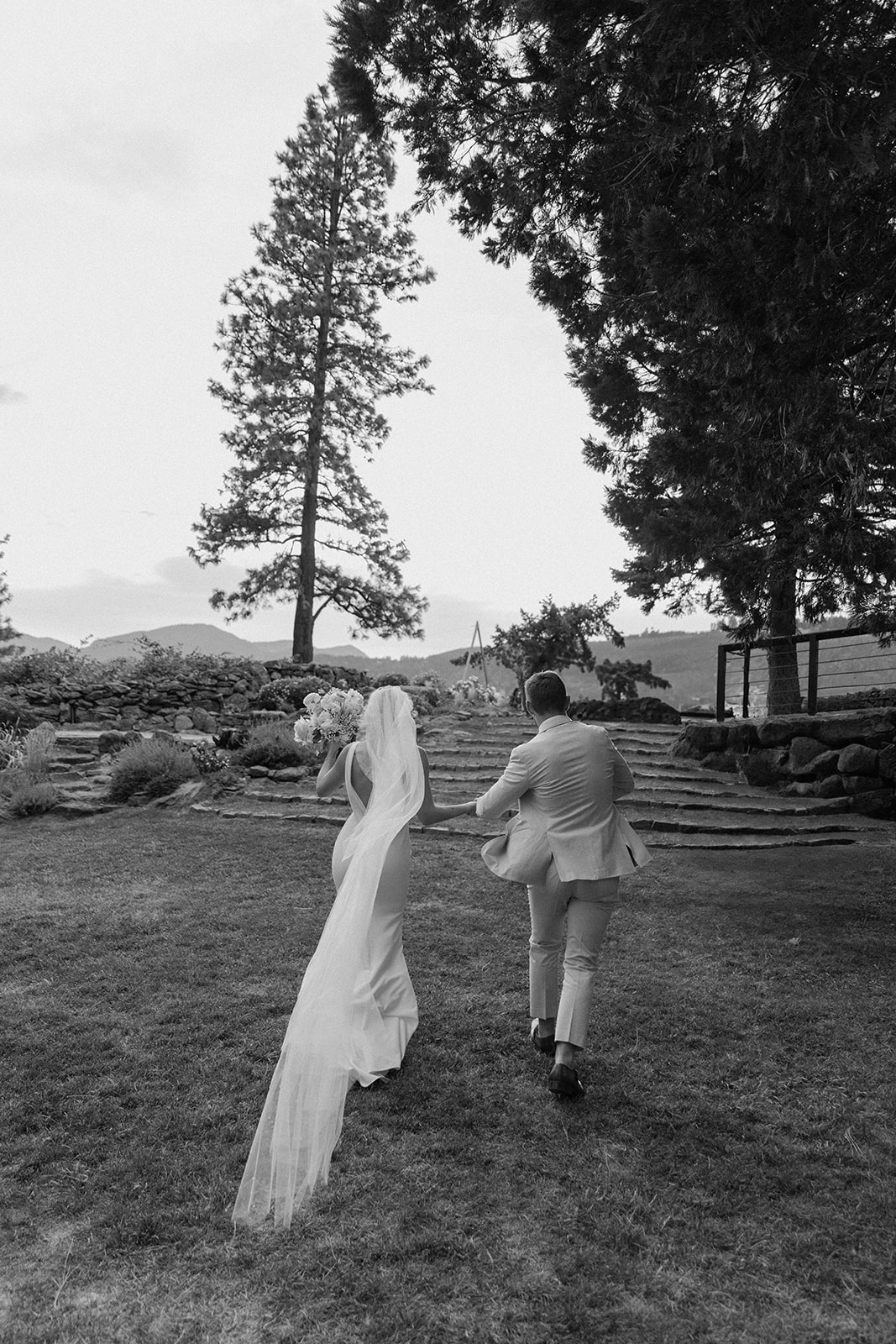 couple running at the griffin house