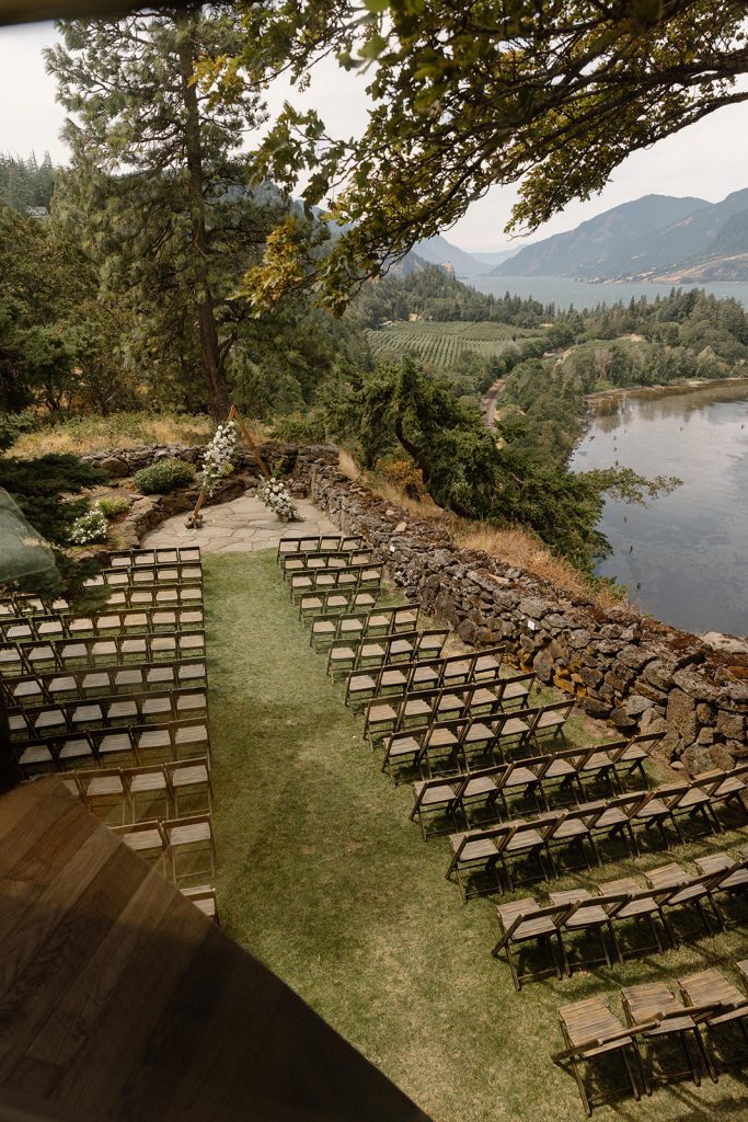 Ceremony view of The Griffin House from upstairs, creating a magical atmosphere.