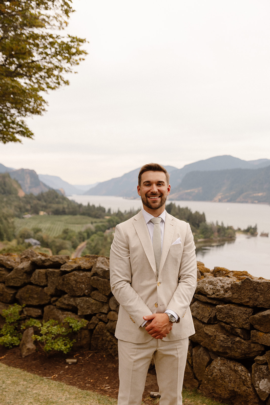 portrait of the groom on the terrace at the griffin house