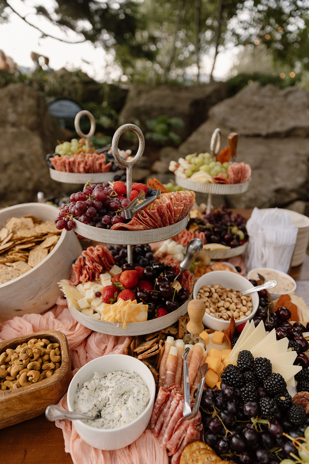 charcuterie display on the terrace at the griffin house